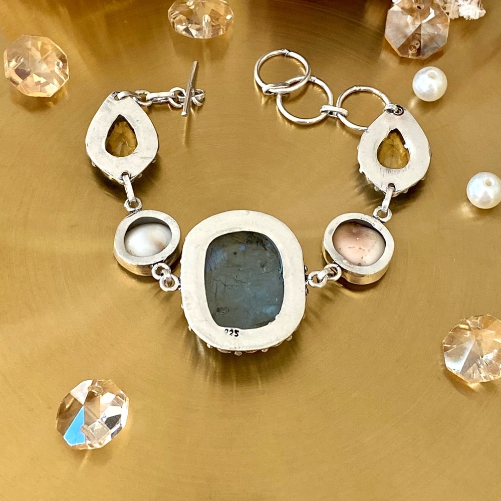 B46-Labradorite, Shiva Eye Shell And Citrine Brac… - image 6